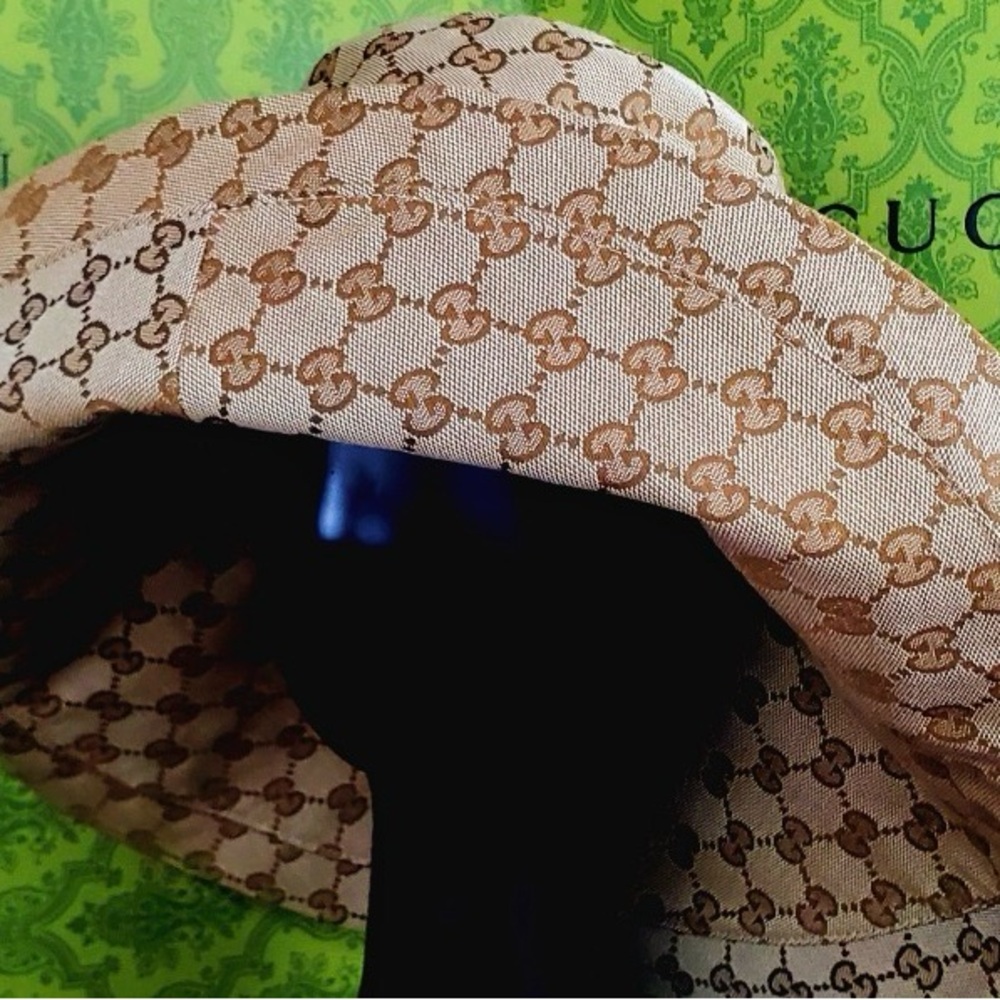 Gucci Beige GG Monogram Bucket Hat Wide Large Brim Jacquard Beige Tan Canvas - Picture 7 of 16